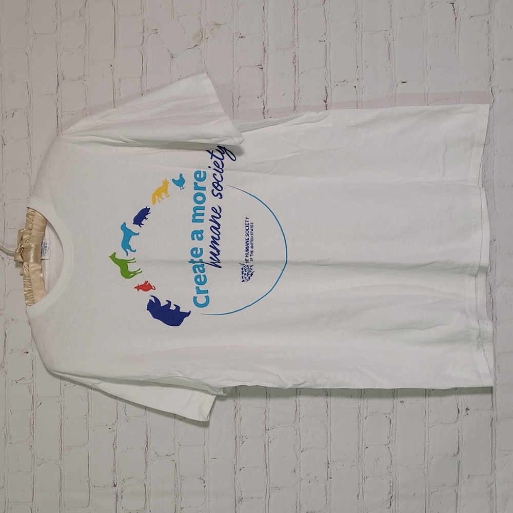 NWOT Humane Society Of United States Animal Rights White Print Tee Tshirt Unisex